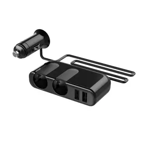 12v 24v dual sockets car cigarette lighter adapter car power socket with 3A 2 twin USB ports car cigarette charger