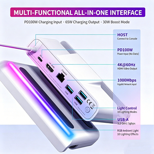 Station d'accueil audio USB 2.0 haut de gamme à 7 ports avec charge PD 30W, hub de jeu RGB 4K compatible ROG Ally X <span class=keywords><strong>Steam</strong></span> <span class=keywords><strong>Deck</strong></span> - Product Image 3