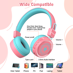 Venta al por mayor micrófono incorporado 94dB Niños Gaming Wireless Bluetooth Kid Auriculares para clases en línea, escuela, reloj <span class=keywords><strong>de</strong></span> animación - Product Image 4