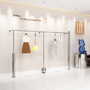Porte-manteaux muraux en acier inoxydable Art Déco - Étagères de présentation multifonctionnelles pour les magasins de vêtements pour femmes et enfants - Product Image 3