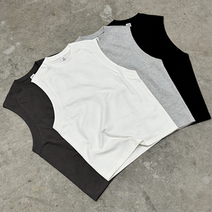 Camiseta sin mangas personalizada para hombre, de algodón, con logo bordado, estilo hip hop, oversize, cuello redondo, sin mangas, de gran gramaje - Product Image 1