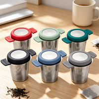 Filtre à thé réutilisable BAMBUS Dualgrip, filtre à thé avec poignée en silicone pour une prise en main douce, idéal pour la préparation quotidienne du thé à la maison