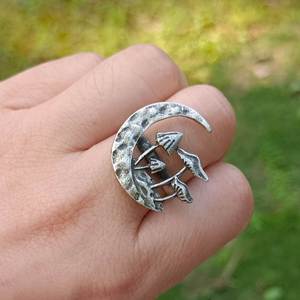 Vintage Witch Moon Mushroom <b>Ring</b> <b>Adjustable</b> Jewelry Party Gift - Product Image 1
