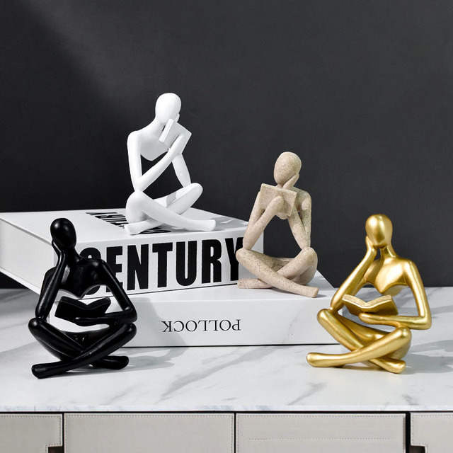 New Creative Modern Abstract Character Resin Decorations Reading Thinkers Ornaments Living Room Study Wine Cabinet Home Gifts