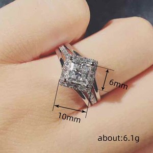 Anello a rombo lucido da donna, stile a quattro griffe, elegante accessorio da dito per feste e matrimoni, idea regalo - Product Image 4