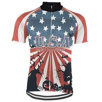 Maillot de cyclisme pour homme, design graphique drapeau américain, manches courtes, avec 3 poches arrière, pour VTT, vélo de route, sport