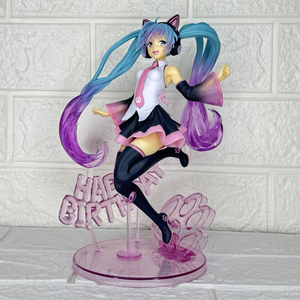 Новинка, 23 см, Kawaii Vocaloid <span class=keywords><strong>Miku</strong></span>, художник с днем рождения, кошачьи уши, аниме-игрушка, Реалистичная фигурка - Product Image 4