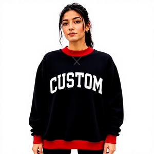 <b>Women's</b> Soft Cozy Trendy Casual Cotton/Polyester Blend <b>Fleece</b> <b>Black</b> Color Embroidered Mockneck Pullover Sweatshirt Heat Transfer - Product Image 1