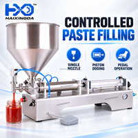 Machine de remplissage de pâtes pour miel, sauce, confiture, ketchup, beurre de cacahuète, mayonnaise avec piston pneumatique et trémie en acier inoxydable