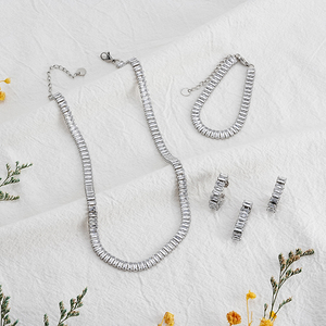 Bijoux de mariage pour femmes, ensemble de bijoux en zircon cubique, chaîne de Tennis, Bracelet, collier, boucle d'oreille - Product Image 5