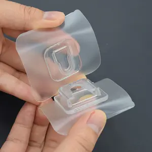 Impermeável removível dupla face adesivo plástico sólido transparente parede montado pegajoso pendurado gancho