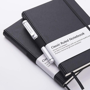 Carnet de gratitude personnalisé en cuir PU rigide noir, simple, portable, avec bande élastique - Product Image 1