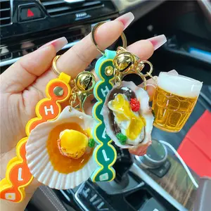 Couple Car Keychain Hanger Bookbag Hanger Chinese Simulated Food Beer Key chains