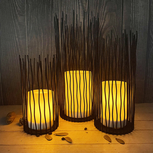 Home Decor Garden Outdoor Waterproof Coral Shape Long Tapered Battery Operated Solar Iron <strong>Led</strong> Candle <strong>Candlestick</strong> - Product Image 2