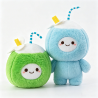En gros, Jouets en peluche mignons en forme de noix de coco, 8 pouces, en coton PP, tissu super doux, anti-stress, jouets pour enfants à thème dessin animé et anime, pour les machines à griffes