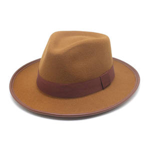 Sombreros Fedora de ante para hombre con borde cubierto, venta al por mayor, sombrero de Panamá mexicano de ala ancha plana - Product Image 1