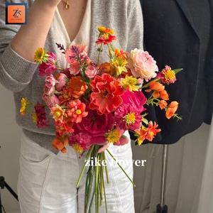 ZIKE Bouquet da Sposa Personalizzato Elegante con Peonie Bianche, Orchidee Bordeaux, Calla, Amaranti e Decorazioni Romantiche per Matrimoni - Product Image 2