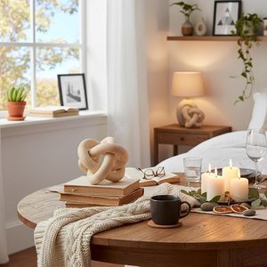 קישוט עץ תלת-חלקי בסגנון כפרי, קישוט שולחן קפה מגולף בעבודת יד, קישוט שרשרת לחדר מגורים, חדר שינה או בית. - Product Image 2