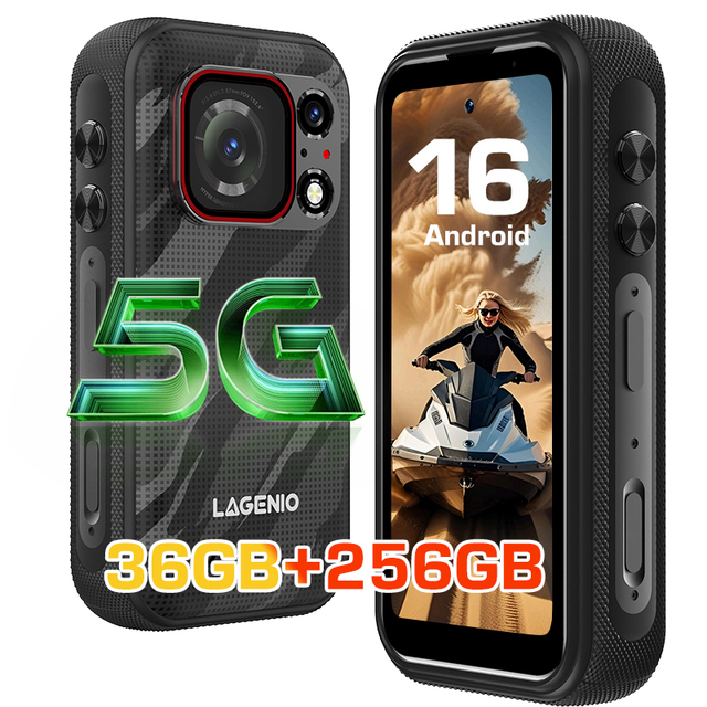LAGENIO Eagle Pro 5G 4 Inch HD+ 550 Nits peak Brightness Ultra-wide Angle up to 152.6° IP68/IP69k Android 16 Rugged Smartphone