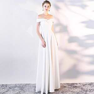 Off The Shoulder Navy Blue Evening Dress A Line Empire Waist Long Formal Gown For Weddings Parties Bridesmaid Events - Product Image 2