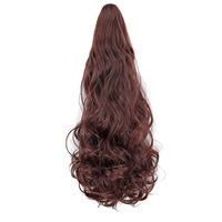 Perruque synthétique en fibre haute température de 50 cm, longue et bouclée, avec pince à cheveux, pour femmes (UE/US), queue de cheval haute, ondulée et volumineuse