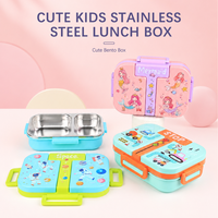Boîte à bento en acier inoxydable pour enfants Hong Ling, 2/3 compartiments, anti-fuite, avec couverts, pour les enfants à l'école