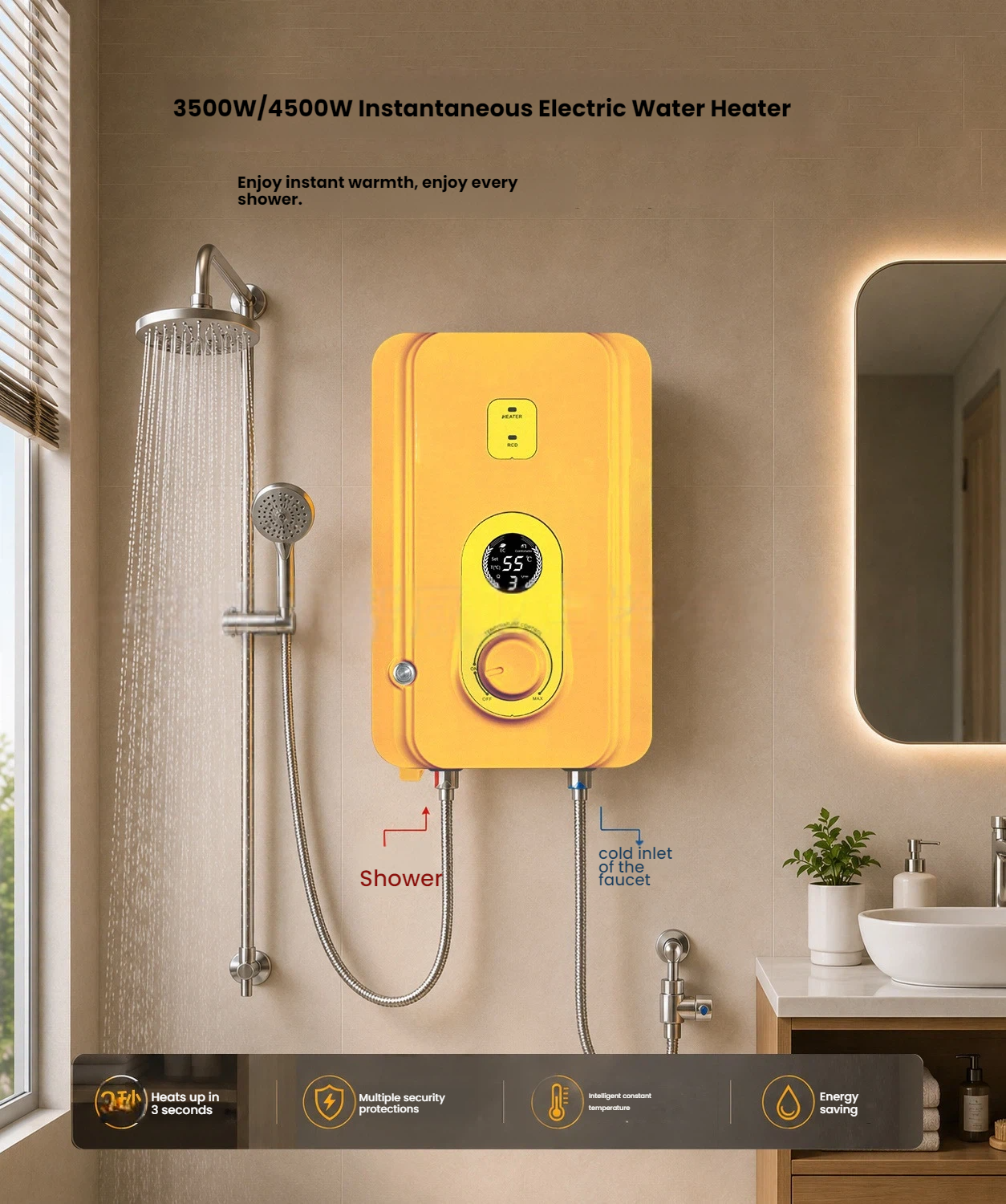 <strong>2026</strong> Hot Selling Manufacturer Wholesale <strong>110V</strong> 220V Tankless Instant Electric Water <strong>Heater</strong> Plastic Hotel Household Use Fast