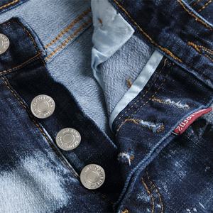 Jeans déchirés pour hommes 2025, coupe slim, denim délavé à l'acide, streetwear décontracté, personnalisable, directement de l'usine - Product Image 4