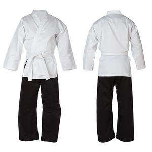 Kimono de karaté unisexe pour adulte, haut blanc, pantalon noir, 100% coton, respirant, coupe classique, vêtements d'arts martiaux - Product Image 1