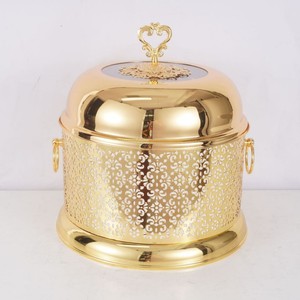 Réchaud de buffet circulaire en acier inoxydable doré 8L pour hôtels et restaurants - Product Image 1