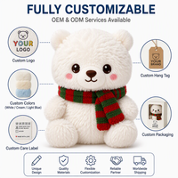 Urso Polar Branco Kawaii Ultra Macio de Pelúcia com Cachecol Listrado de Tricô para Presente de Natal