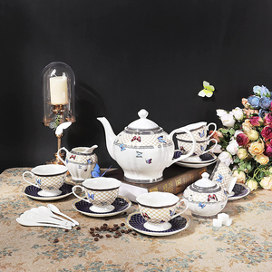 Fine Royal Butterfly Pattern 17-Piece British Ceramic Porcelain <strong>Tea</strong> <strong>Set</strong> Modern Bone China Eco-Friendly White <strong>Tea</strong> <strong>Party</strong> <strong>Set</strong> for - Product Image 3