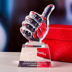 Trophée du meilleur frère/soeur Crystal Award Pouce Geste de la main Sculpture en verre Statue Presse-papiers et cadeau d'anniversaire d'un ami adulte - Product Image 3