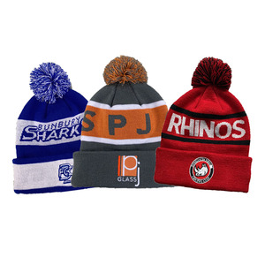 <span class=keywords><strong>Bonnet</strong></span> d'hiver tricoté en acrylique et <span class=keywords><strong>cachemire</strong></span> avec <span class=keywords><strong>pompon</strong></span> brodé, personnalisable avec votre propre logo tissé - Product Image 1
