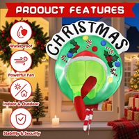 Guirlande gonflable de Noël verte de 3,5 pieds avec monstre Grinch et lumières LED intégrées pour la décoration extérieure des fenêtres et des jardins