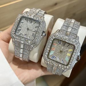 Orologio da Uomo di Lusso con Diamanti Incastonati e Zirconi Quadrato 40mm Alta Qualità Orologio Argento Design Moda Casual - Product Image 1