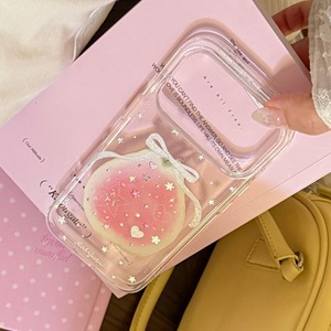 Funda para iPhone 16/15/13 con diseño de guayaba dorada, transparente y de alta estética - Product Image 1