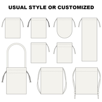 Pochette en coton réutilisable écologique robuste avec cordon de serrage, sac cadeau personnalisé avec logo et motif lettres couleur naturelle pour promotion