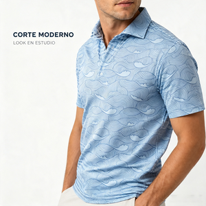 Camisa Polo para Hombre, Personalizada, de Lujo, para Golf, con Estampado de Olas Azules, Premium, Manga Corta, Logotipo Personalizado, Directo de Fábrica - Product Image 1