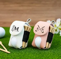 Pochette en cuir personnalisée pour balles de golf, mini porte-tee de golf portable, sac de rangement, sacoche de ceinture, accessoire cadeau pour hommes