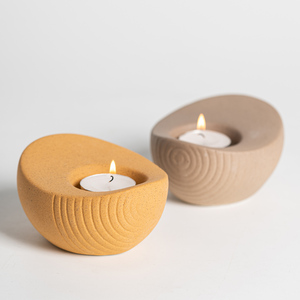 Portacandele in <span class=keywords><strong>Ceramica</strong></span> Color Macaron con Finitura Scanalata, Vendita Diretta dalla Fabbrica, per Decorazione Casa - Product Image 4