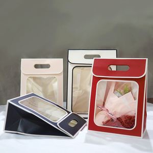 Bolsa de Regalo de Lujo con Diseño de Ventana Tipo Concha en 2 Tamaños, Bolsa Portátil para Flores, Envoltorio para Floristería - Product Image 3