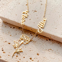 Collier minimaliste personnalisé Emanco en acier inoxydable plaqué argent/or, bijou tendance personnalisé pour la fête des mères
