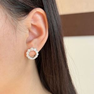 Dylam High <b>Fine</b> Jewelry 925 Sterling Silver D Color VVS1 Moissanite Circle Round Flower Shape <b>Stud</b> <b>Earrings</b> for Women Dress-up - Product Image 5