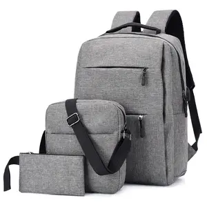 Individueller Werbe-Rücksack mit USB-Aufladung 3-Taschen-Set Schultaschen-Set Reisen Sport-Laptop-Rücksack