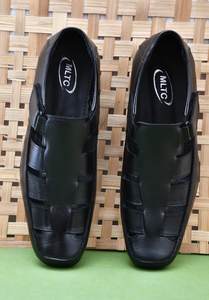 Sandalias de cuero negro para hombre, diseño moderno y elegante con acolchado suave y cómodo, construcción transpirable, suela de agarre fuerte - Product Image 6