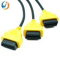 Cable de Extensión OBD2 de 16 Pines, 1 Macho a 3 Hembras, Adaptador Convertido de 12V, Cable de Extensión OBD2
