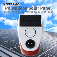 Detektor Sensor Gerak Inframerah Nirkabel Tenaga Surya Sirene Strobo 120db Alarm Kontrol Jarak Jauh Tahan Air PIR Pintu Plastik 5m