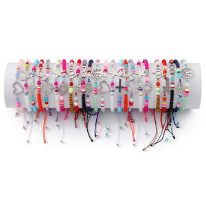 Braccialetti Charm alla Moda, Set Regalo di Gioielli con 2400 Pezzi di Perline e Charm in Colori Assortiti, Stili Misti Ref44834 - Product Image 2