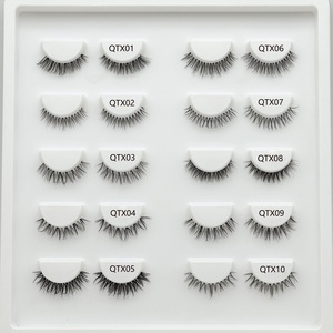 Faux cils en <span class=keywords><strong>velours</strong></span> 3D transparents faits à la main, 100 % naturels, à poils longs, longueurs mixtes, bande complète, vente en gros - Product Image 1